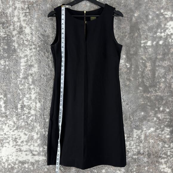 Taylor Size 8 Stretch Mini Sheath Dress Black Sleeveless Zip Round Neck - Picture 3 of 11